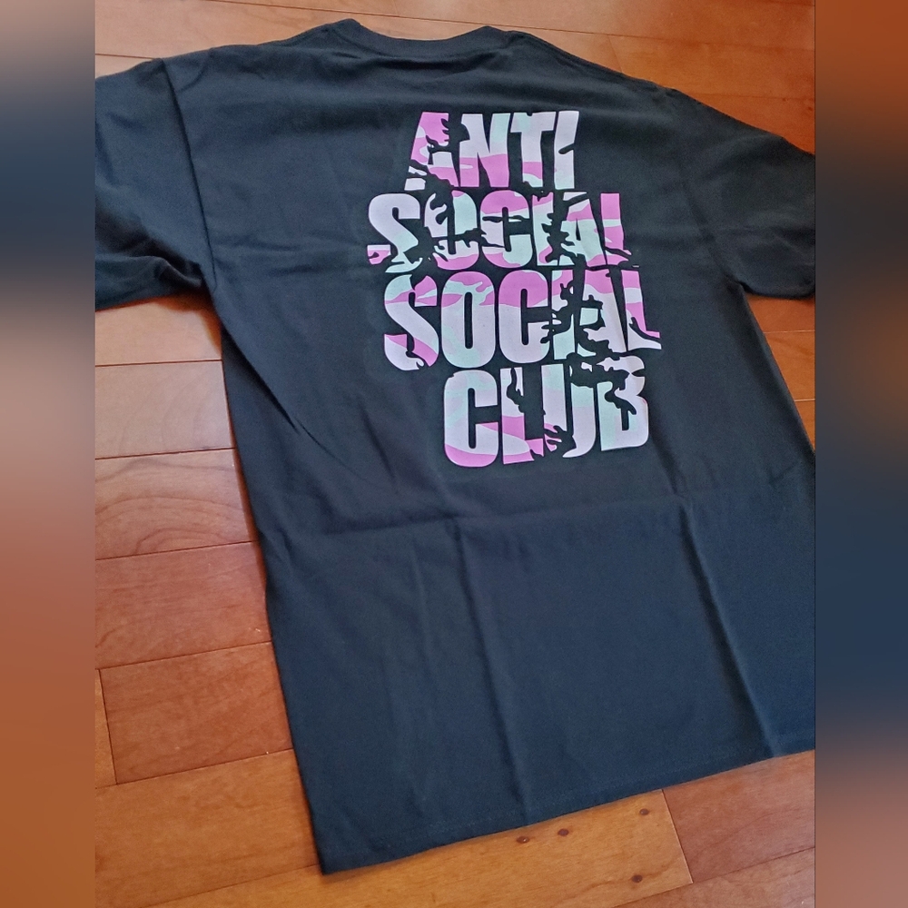 Anti Social Social Club Block Tee Pink Camo Black Size Large